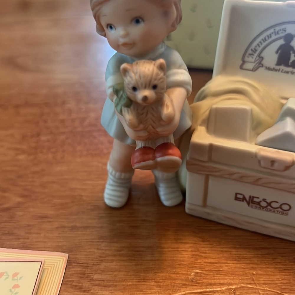 ⭐️HP!⭐️ Enesco Memories of Yesterday “Girl with Toy Chest” porcelain sign. - Picture 4 of 13